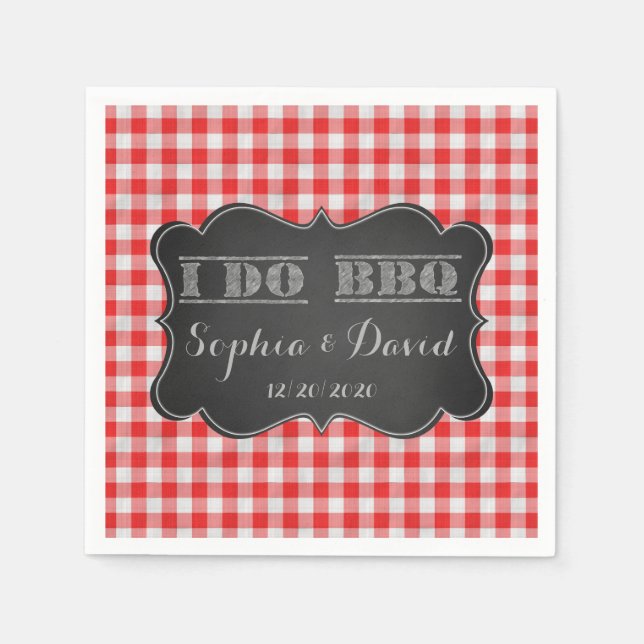 I DO BBQ Rustic Engagement Party Custom Napkin (Front)