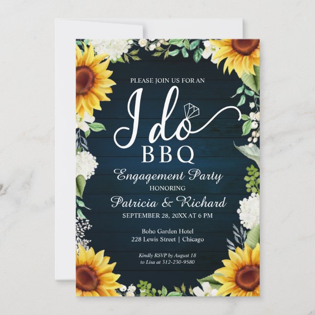 I Do BBQ Rustic Engagement Party Invitation (Front)