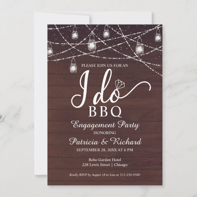 I Do BBQ Rustic Engagement Party Invitation (Front)