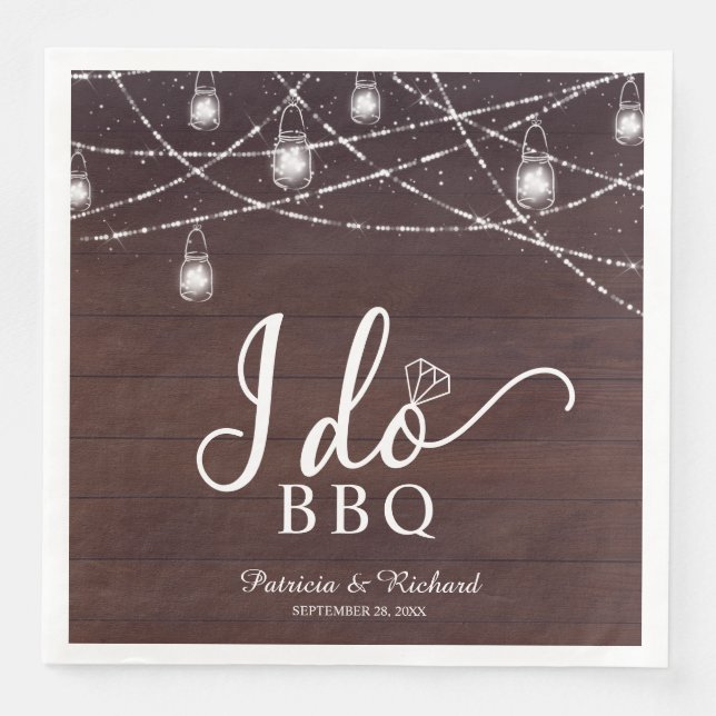 I Do BBQ Rustic Engagement Party Napkin (Front)