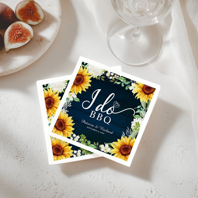 I Do BBQ Rustic Sunflowers Engagement Party Napkin (Creator Uploaded)