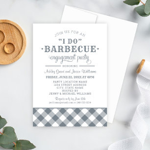 I Do BBQ Slate Grey Wedding Engagement Party Invitation