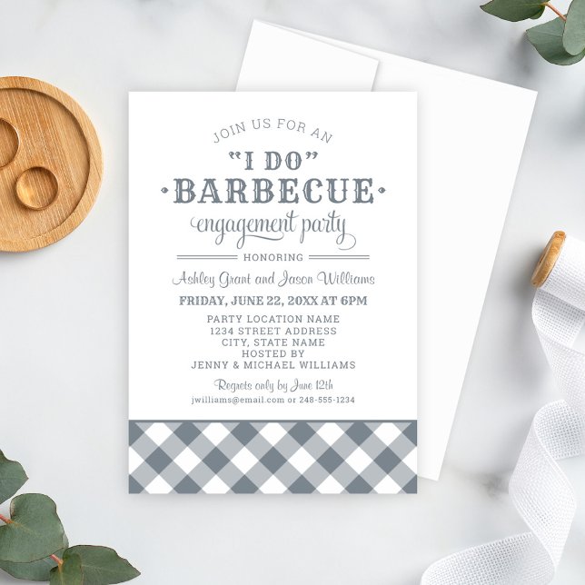 I Do BBQ Slate Grey Wedding Engagement Party Invitation (Creator Uploaded)