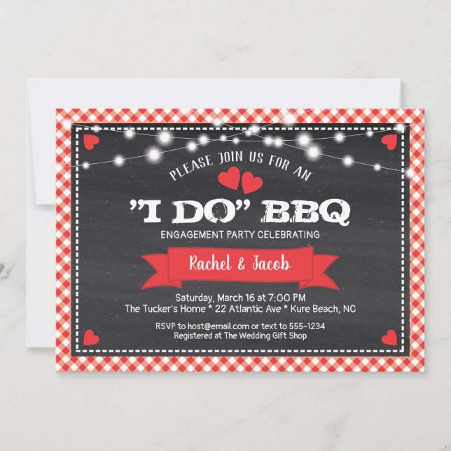 I DO BBQ String Lights Shower Engagement Party Invitation (Front)