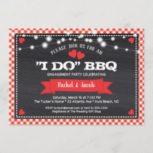 I DO BBQ String Lights Shower Engagement Party Invitation