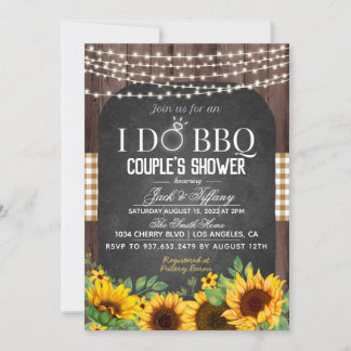 I Do BBQ Sunflower Couple's Shower Invitation