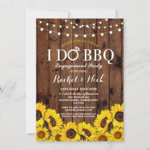 I DO BBQ Sunflower Couples Shower Rustic Invite