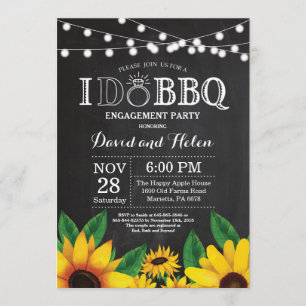 I DO BBQ Sunflower Engagement Party Chalkboard Invitation