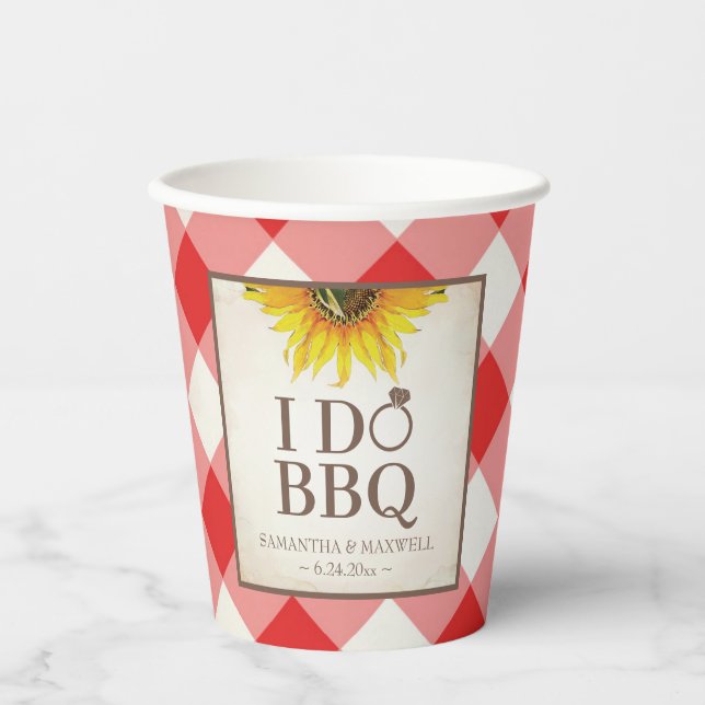 I Do BBQ Sunflower Party Tableware  Paper Cups (Front)