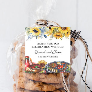 I Do BBQ Sunflower Rustic Engagement Party Square Sticker