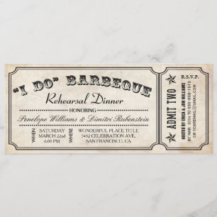 I DO BBQ Ticket Invitations   Rehearsal Dinner