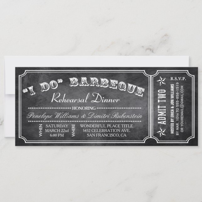 I DO BBQ Ticket Invitations | Rehearsal Dinner (Front)