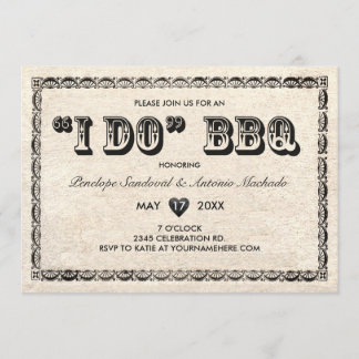 I DO BBQ Vintage Telegram Invitations