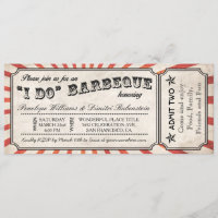 I DO BBQ Vintage Ticket Invitations