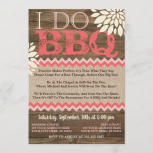 I Do BBQ Wedding Rehearsal Invitation   Rustic