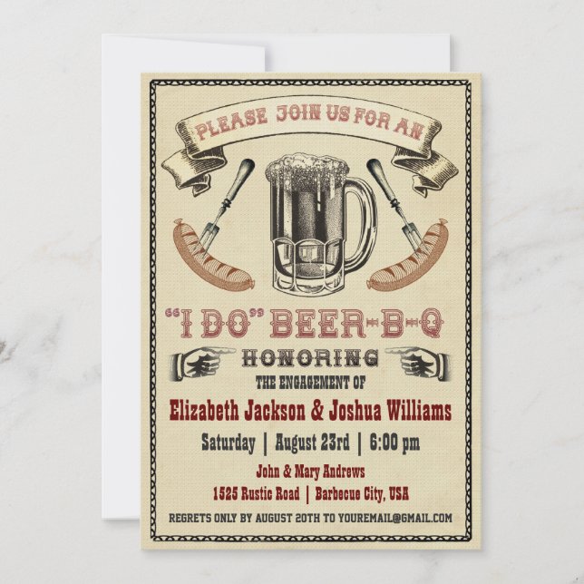 I DO Beer-B-Q Engagement Party Invite (Front)