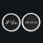 I Do Black and White Custom Wedding Date Groom Cufflinks<br><div class="desc">Personalised wedding cufflink design for the groom features "I do" wording and custom wedding date.  Black background and white text colours can be modified to coordinate with any wedding colour scheme.</div>