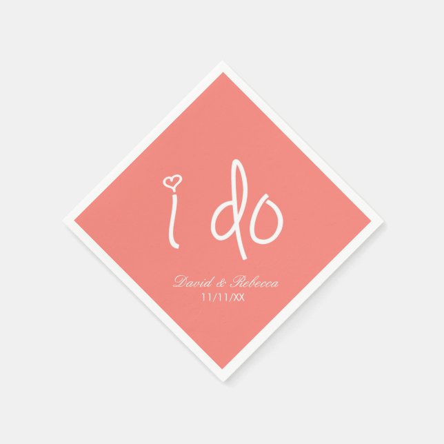 i do - coral pink napkin (Corner)