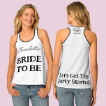 I Do Crew Bachelorette Party Black And White Name Singlet<br><div class="desc">This personalised bride to be's tank top features trendy bold text on both sides. A quality black and white top that stands out from the crowd. A great tee for your,  'I Do Crew.' To change or delete the text click on the personalise button.</div>