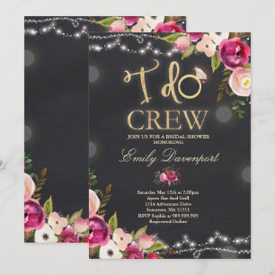 I Do Crew Rustic Bridal Shower Invitation Florals