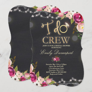 I Do Crew Rustic Bridal Shower Invitation Florals