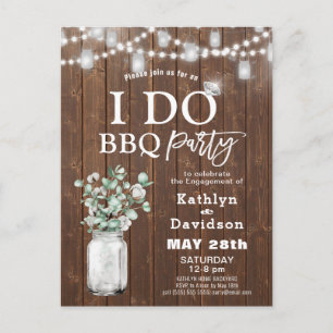 I DO Engagement Elegant Eucalyptus Greenery BBQ Invitation Postcard