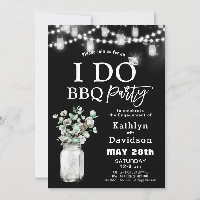 I DO Engagement Eucalyptus Greenery BBQ Party Invitation (Front)