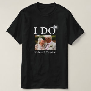 I DO Engagement Ring Couple Photo Name Minimalist T-Shirt