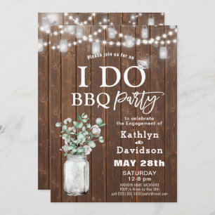I DO Eucalyptus Mason Jar Engagement Invitation