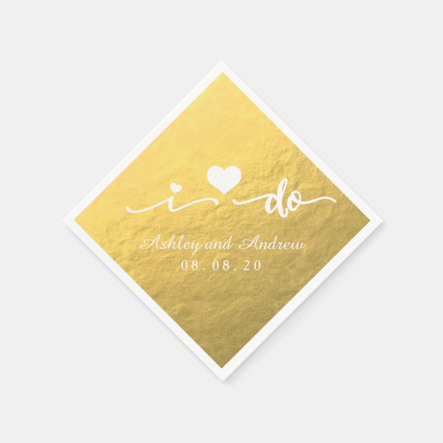 I Do Gold Glamour Wedding Paper Napkin (Corner)