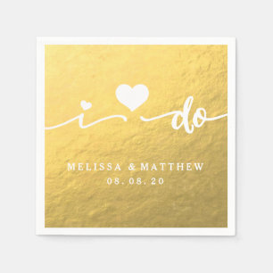 I Do Gold Glamour Wedding Paper Napkin