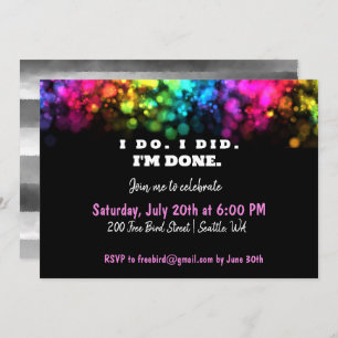 I Do. I Did. I'm Done, Funny and Colourful Divorce Invitation