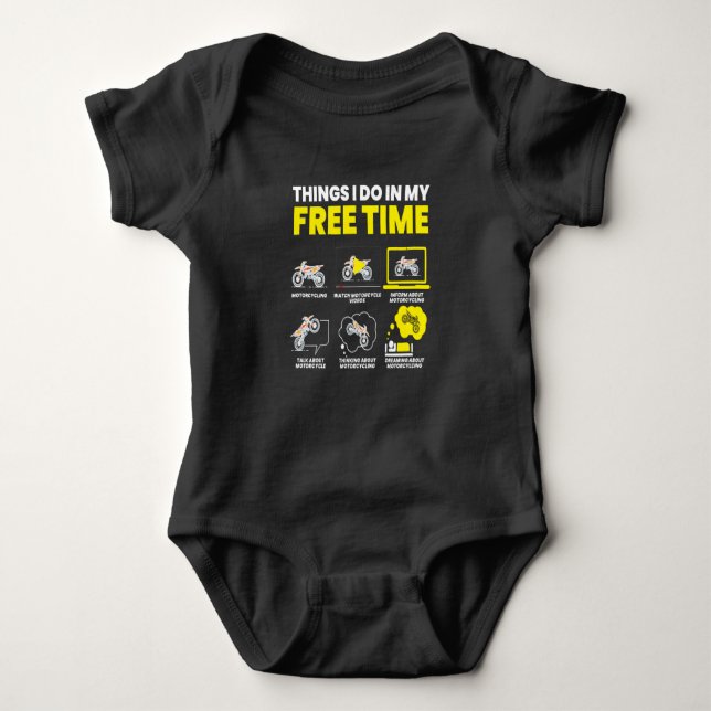 I Do In My Free Time Motorcycle Biker Baby Bodysuit (Front)