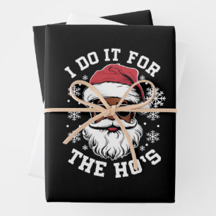 I Do It For The Hos Christmas African Santa  Wrapping Paper Sheet