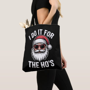 I Do It For The Hos Funny Christmas Santa Vintage Tote Bag