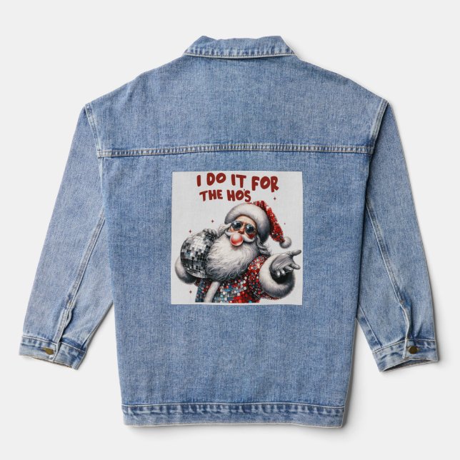 I Do It for the Ho's, Retro Santa Denim Jacket (Back)