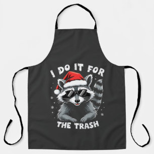 I Do It for the Trash Funny Christmas Racoon Apron