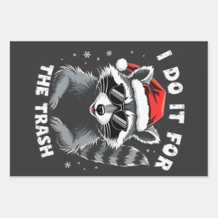 I Do It for the Trash Funny Christmas Racoon  Wrapping Paper Sheet