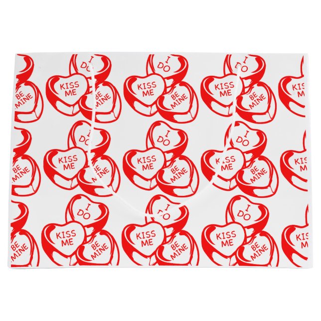 I Do Kiss Me Be Mine Valentine's Day Large Gift Bag (Front)