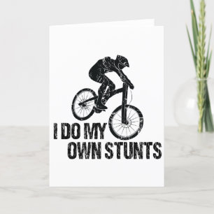 I Do My Own Stunts Downhill Biking Funny Holiday Card