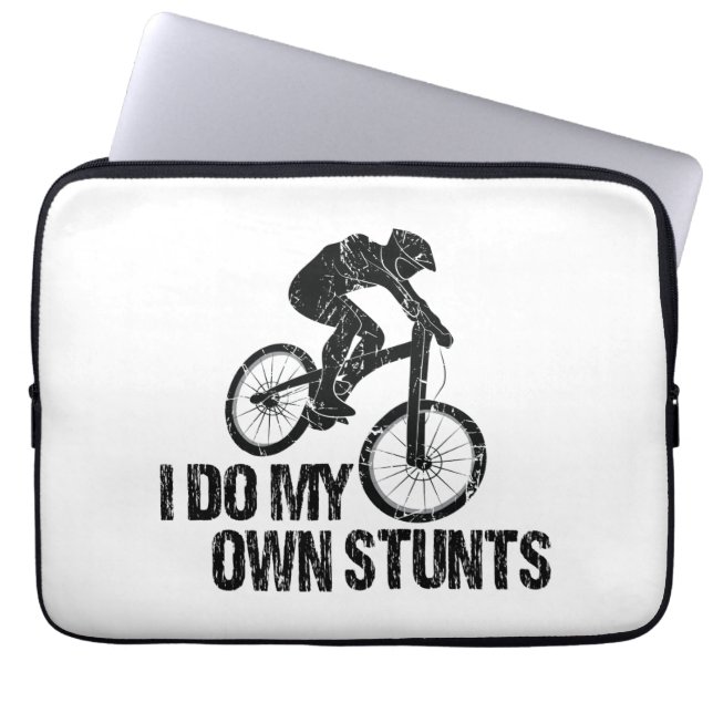 I Do My Own Stunts Downhill Biking Funny Laptop Sleeve (Front)