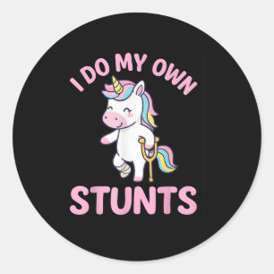 I Do My Own Stunts Girls Broken Leg Get Well Injur Classic Round Sticker