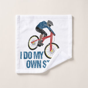 I Do My Own Stunts Mountain Biker Vintage Wash Cloth