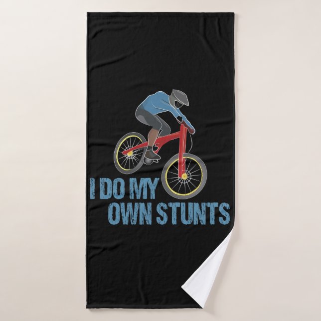 I Do My Own Stunts Mountain Biking Bath Towel (Bath Towel)