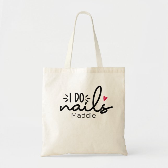 I Do Nails Red Heart Personalised Budget Tote Bag (Front)