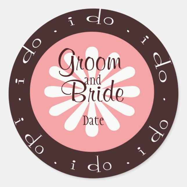 "i do" Personalised Wedding Stickers (Front)