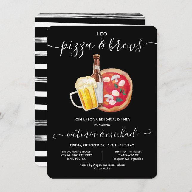 I do Pizza & Brews Rehearsal Dinner Invitation (Front/Back)