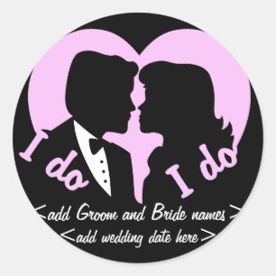 I DO Silhouette Couple Reminder Classic Round Sticker
