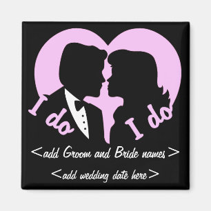I DO Silhouette Couple Wedding Favour Magnet