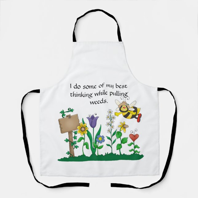 I do some of my best thinking while pulling weeds apron (Front)